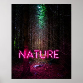 Mysteriöse Fichtenwälder Natur Neon magenta Poster