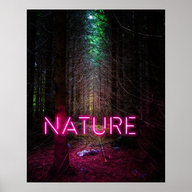 Mysteriöse Fichtenwälder Natur Neon magenta Poster (Vorne)