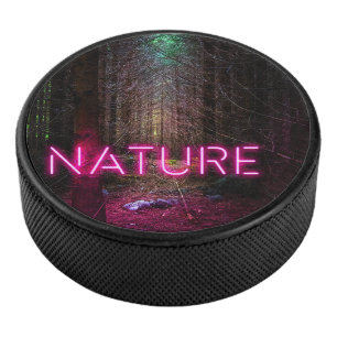 Mysteriöse Fichtenwälder Natur Neon magenta Zeiche Eishockey Puck