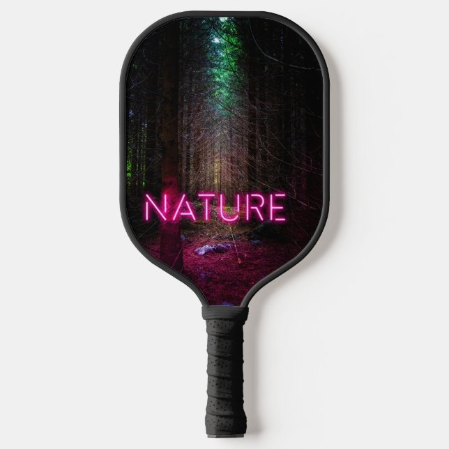 Mysteriöse Fichtenwälder Natur Neon magenta Zeiche Pickleball Schläger (Vorderseite)