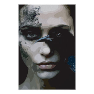 Mysteriöse Frau mit Raven Poster