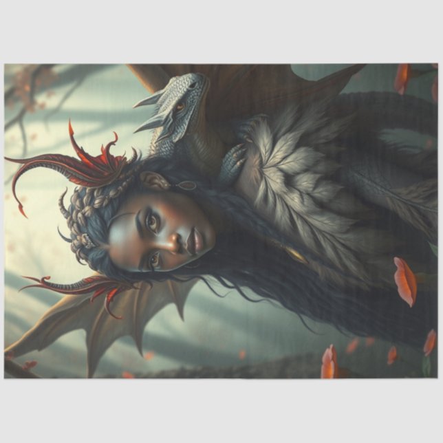 Mysteriöse Gothic Dragon Fairy Seidenpapier (Vorderseite)