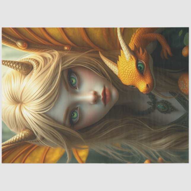 Mysteriöse Gothic Dragon Fairy Seidenpapier (Vorderseite)