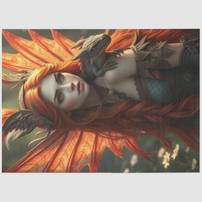 Mysteriöse Gothic Dragon Fairy Seidenpapier (Vorderseite)