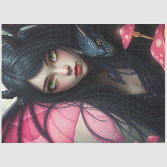 Mysteriöse Gothic Dragon Fairy Seidenpapier (Vorderseite)