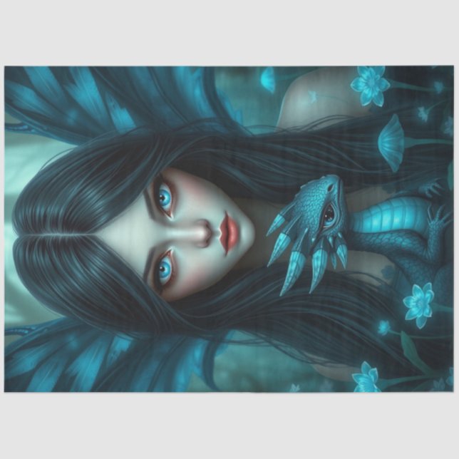 Mysteriöse Gothic Dragon Fairy Seidenpapier (Vorderseite)