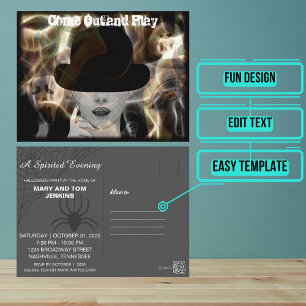 Mysteriöse Halloween-Einladung Elegant Postkarte