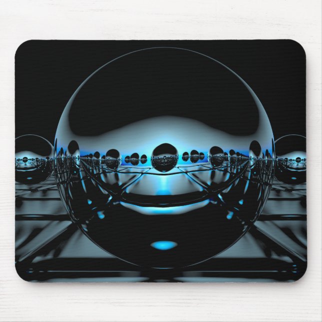 Mysteriöse Metallorben in blass blauem Licht Mousepad (Vorne)
