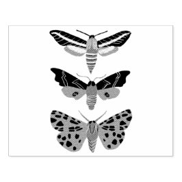 Mysteriöse Moths Trio Hand Drawn Gummistempel