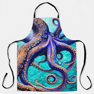 Mysteriöse Octopus Blaue Ozeanwelle Abstrakte Kuns Schürze