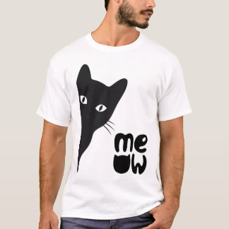 Mysteriöse Schwarze Katze - Minimalistisches Desig T-Shirt