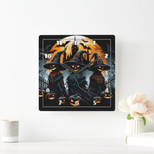 Mysteriöse Skarekturen unter einem leuchtenden Him Quadratische Wanduhr