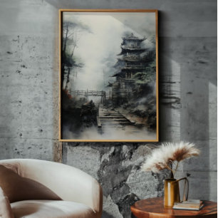 Mysteriöser japanischer Tempel Fotodruck