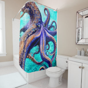 Mysteriöser Octopus Abstrakter Ozean Duschvorhang