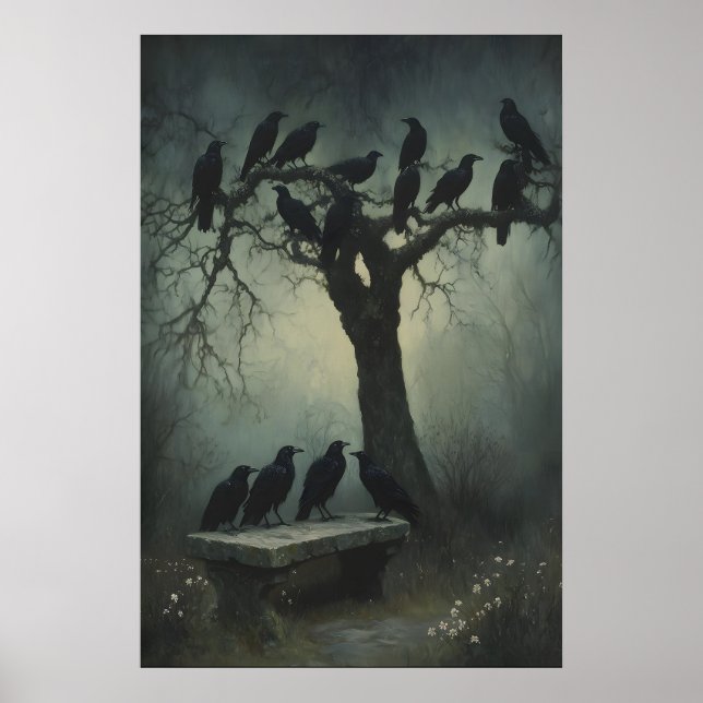 Mysteriöser Raben Kunst Dunkler Gothic Wanddruck K Poster (Vorne)