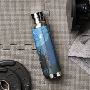 Mysteriöser Schwarzer Ritter im Mondlichtwald Trinkflasche