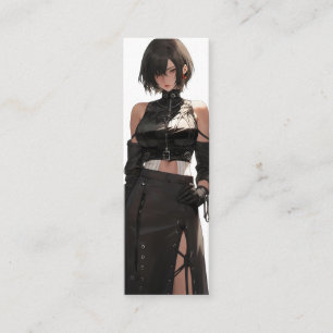 Mysteriöses Anime Girl Leather Mini Visitenkarte
