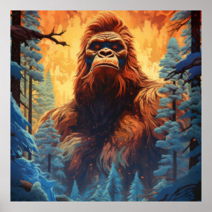 Mysteriöses Bigfoot Poster im PNG-Stil