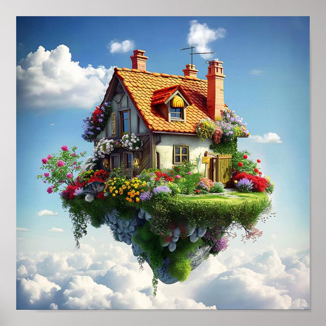 Mysteriöses farbenprächtiges trendiges Naturland Poster (Vorne)