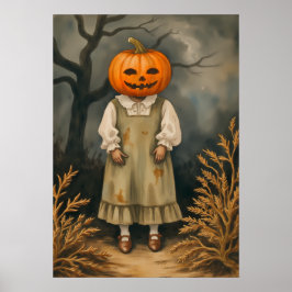 Mysteriöses Mädchen mit Pumpkin Head - Spooky Poster