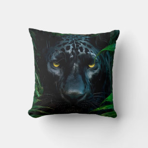 Mysteriöses Schwarzes Panther Jungle Wildlife Desi Kissen