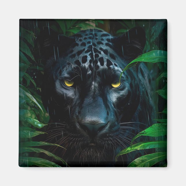 Mysteriöses Schwarzes Panther Jungle Wildlife Desi Magnet (Vorne)