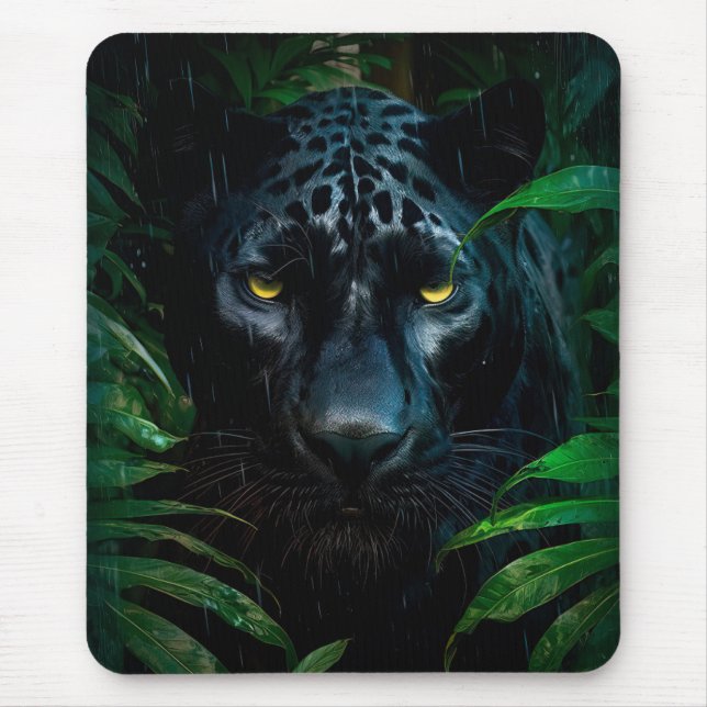 Mysteriöses Schwarzes Panther Jungle Wildlife Desi Mousepad (Vorne)