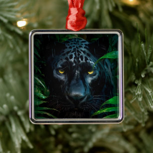 Mysteriöses Schwarzes Panther Jungle Wildlife Desi Ornament Aus Metall