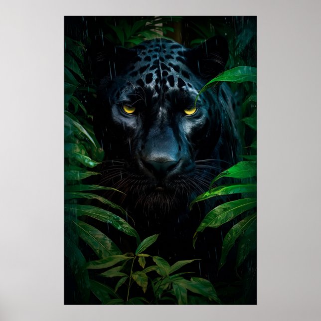Mysteriöses Schwarzes Panther Jungle Wildlife Desi Poster (Vorne)