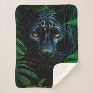 Mysteriöses Schwarzes Panther Jungle Wildlife Desi Sherpadecke