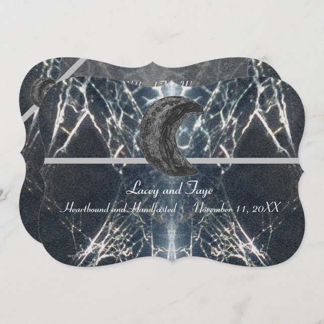 Mysteriöses Web Goth Gothic Black Gray Handfasting Einladung (Vorne/Hinten)
