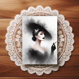 Mysterious 1940's Female Portrait Art Postkarte