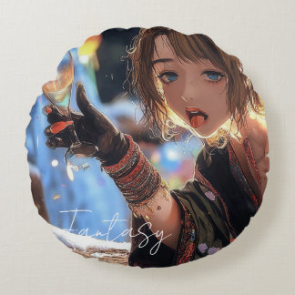 Mysterious Fantasy Girl - Gothic Art Ästhetik Rundes Kissen