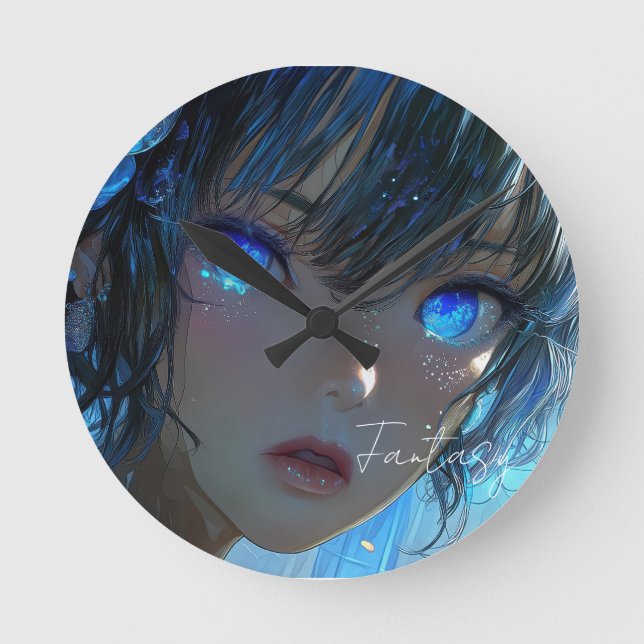 Mysterious Fantasy Girl - Ocean Art Aesthetic Runde Wanduhr (Vorderseite)