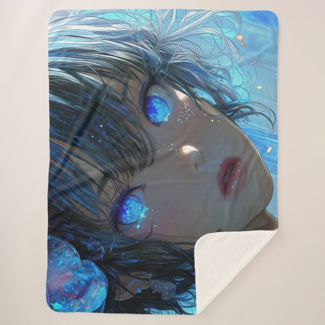 Mysterious Fantasy Girl - Ocean Art Aesthetic Sherpadecke (Vorderseite)