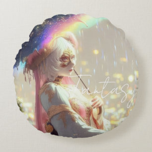 Mysterious Fantasy Girl - Ozean-Kunstästhetik Rundes Kissen