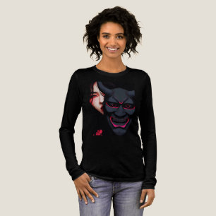 Mysterious Girl mit Oni-Maske Dunkler Japanischer Tri-Blend Shirt