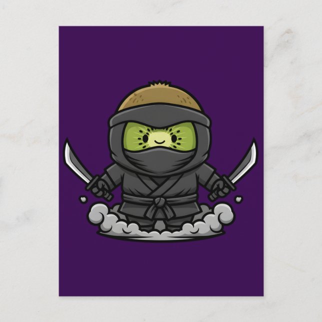Mysterious Kage Kiwi Shadow Ninja Illustration Postkarte (Vorderseite)