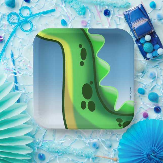 MYSTERIOUS LONG NECK DINOSAUR von Jeff Willis Art Pappteller (Party)