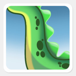 MYSTERIOUS LONG NECK DINOSAUR von Jeff Willis Art Quadratischer Aufkleber