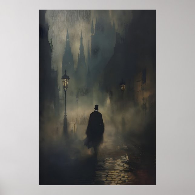 Mysterious Victorian Man Jack the Ripper Walking Poster (Vorne)