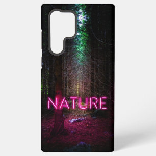Mysterisches Fichtenwald-Natur-Neon-Magenta-Schild Samsung Galaxy Hülle