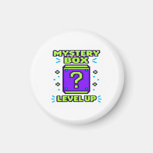 Mystery Box Level Up Retro 8 Bit Pixel Gamer T-Shi Magnet