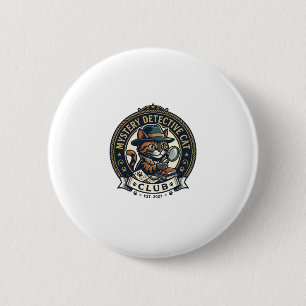Mystery Detective Cat Cat Grafik T-Shirt Art - Mys Button