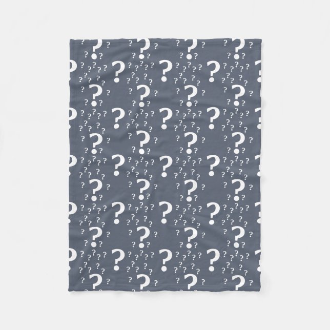 Mystery-Fragezeichen Rätsel blau-grau Fleecedecke (Vorderseite)