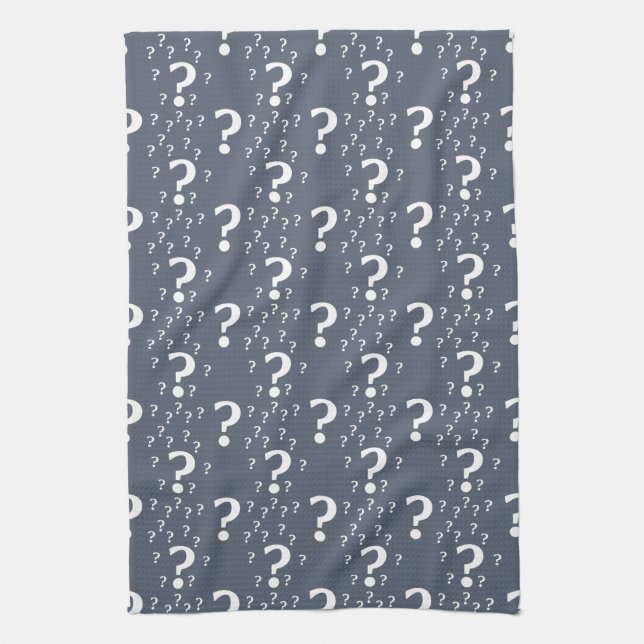 Mystery-Fragezeichen Rätsel blau-grau Geschirrtuch (Vertikal)