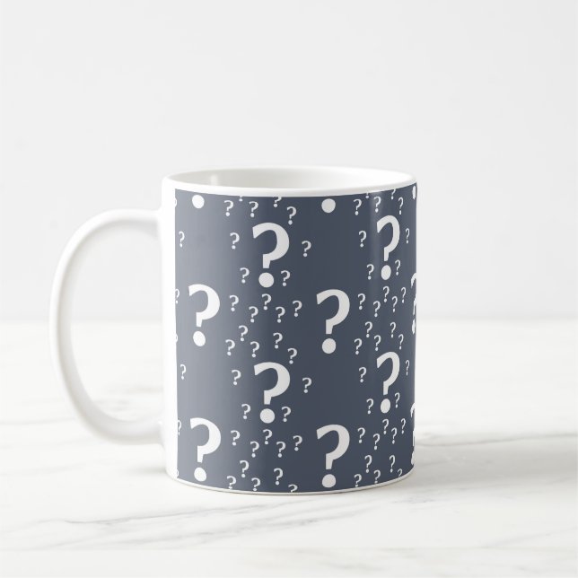 Mystery-Fragezeichen Rätsel blau-grau Kaffeetasse (Links)