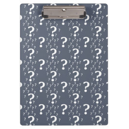 Mystery-Fragezeichen Rätsel blau-grau Klemmbrett