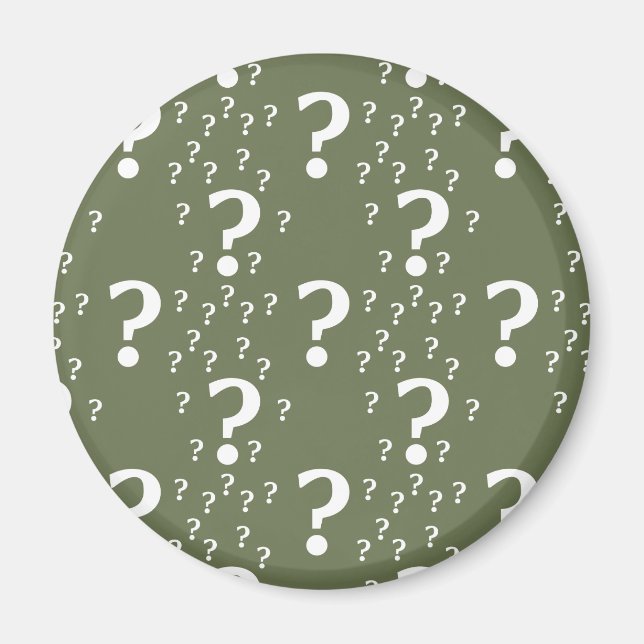 Mystery-Fragezeichen Rätsel olivgrün Magnet (Vorne)