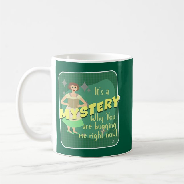 Mystery Fun Snarky Retro Reader Hausfrau Kaffeetasse (Links)